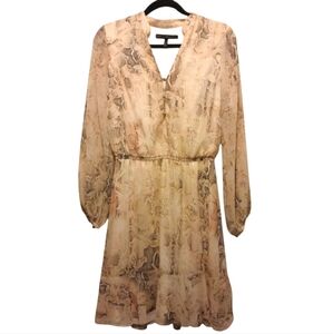 White House Black Market Pink Cream Neutral Snakeskin Boho Dress-4